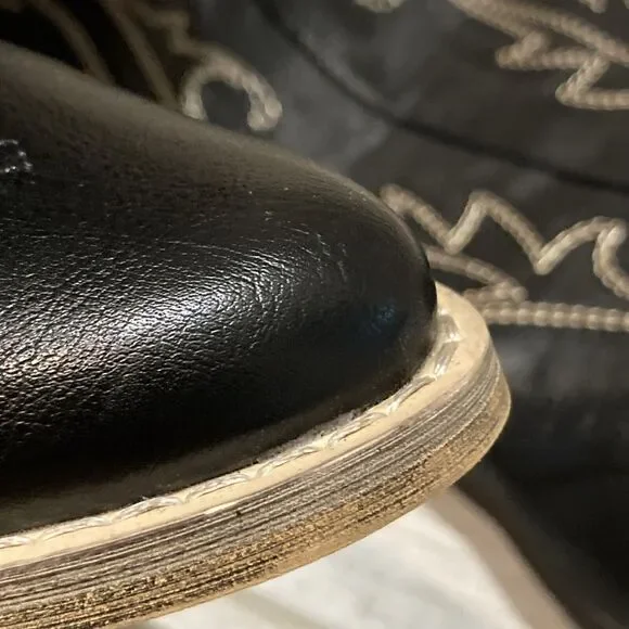 Rollda Women's Western Cowboy Fashion Boots Black US Size 8.5 Embroidered - Picture 11 of 11